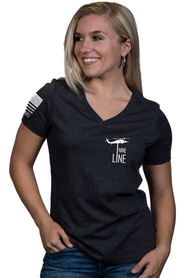 Nine Line 1776 We Shot Them Women's Short Sleeve V-Neck T-Shirt in Charcoal Heather